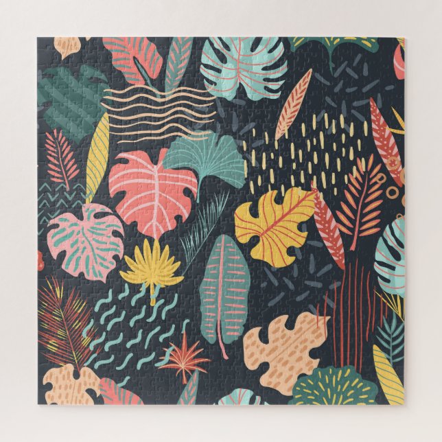 Puzzle Feuilles tropicaux : Arrière - plan sans couture b (Vertical)