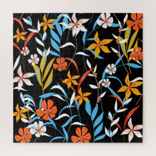 Puzzle Feuilles tropicaux colorés : motif arrière - plan