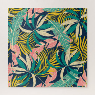 Puzzle Feuilles tropicaux colorés : motif d'été.