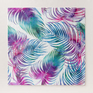 Puzzle Feuilles tropicaux de palmiers, aquarelle motifs f
