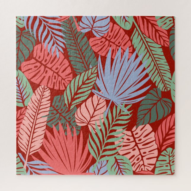 Puzzle Feuilles Tropicaux Doodle : Tiré À La Main Noire (Vertical)