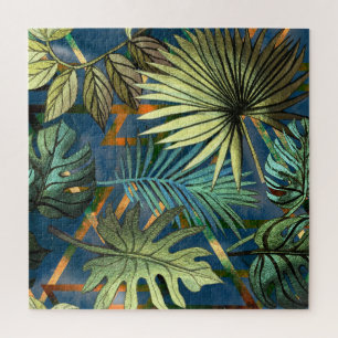 Puzzle Feuilles tropicaux, formes géométriques motif
