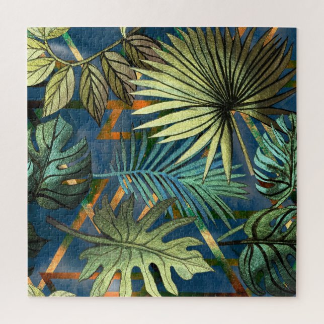 Puzzle Feuilles tropicaux, formes géométriques motif (Vertical)