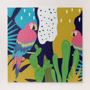 Puzzle Feuilles tropicaux, perroquets : arrière - plan d'