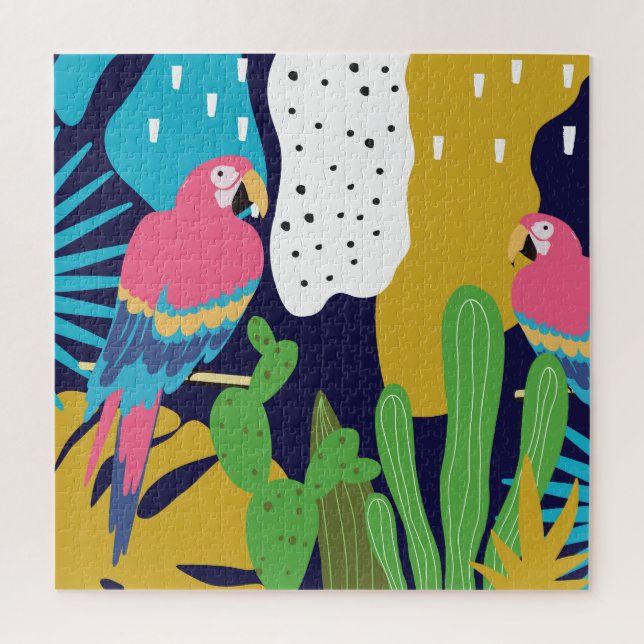 Puzzle Feuilles tropicaux, perroquets : arrière - plan d' (Vertical)