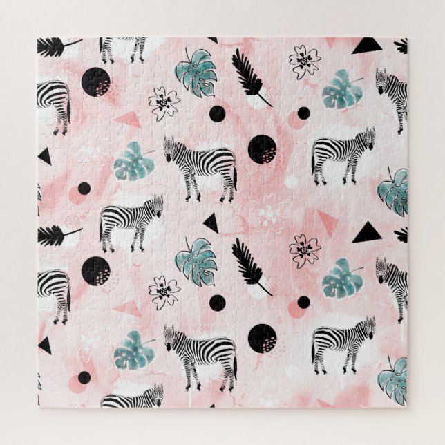 Puzzle Feuilles tropicaux Zebras Cravate-Dye Motif (Vertical)