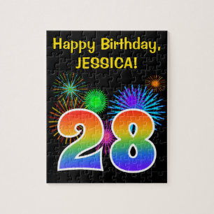 Puzzle Feux d'artifice amusants + Motif arc-en-ciel "28" 