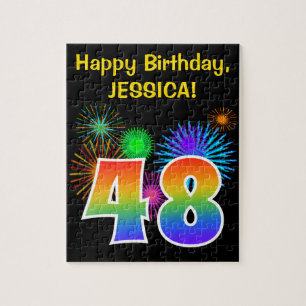 Puzzle Feux d'artifice amusants + Motif arc-en-ciel "48" 