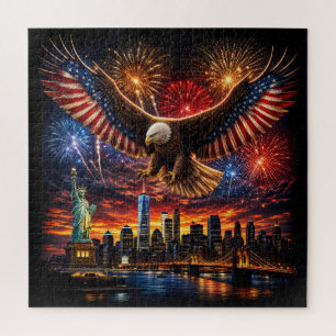 Puzzle Feux d'artifice de l'aigle chauve patriotique sur