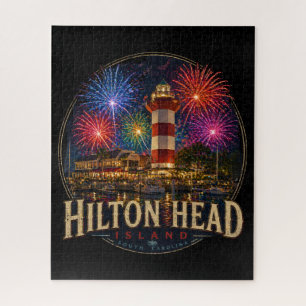 Puzzle Feux d'artifice patriotiques du phare de l'île de