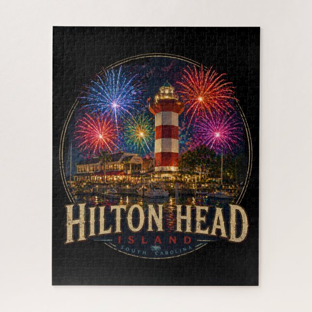 Puzzle Feux d'artifice patriotiques du phare de l'île de  (Vertical)