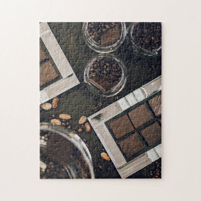 Puzzle Fèves de café grillées et chocolat foncé (Vertical)