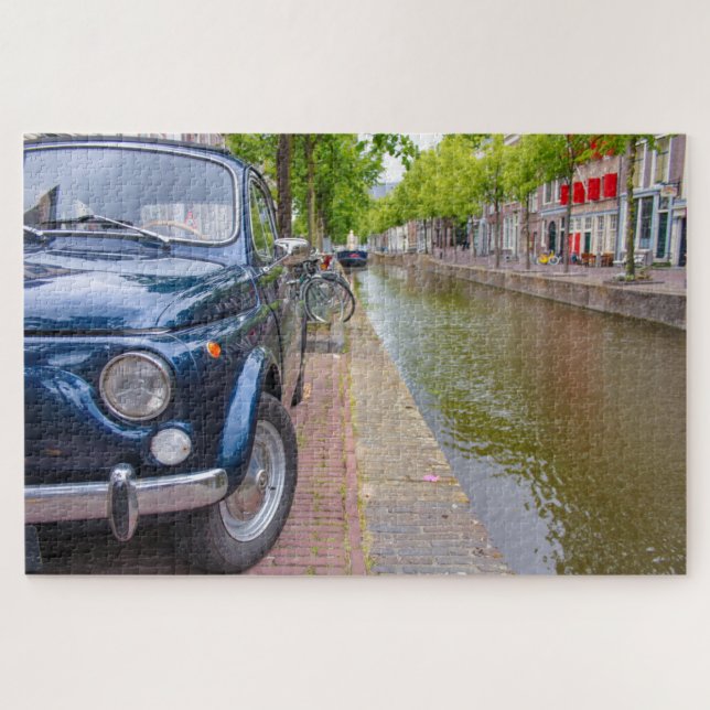 Puzzle Fiat 500 voiture sur le canal, Amsterdam (Horizontal)