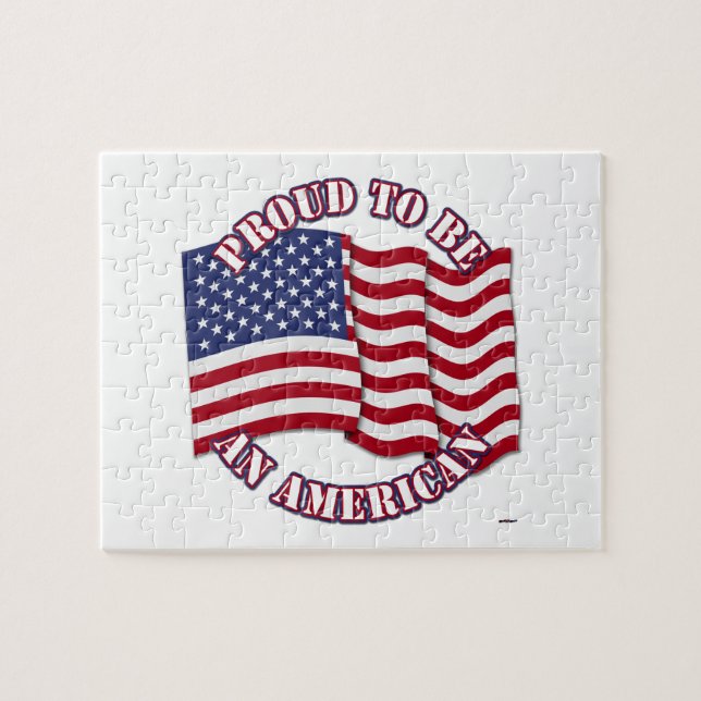 Puzzle Fier d'être un Américain avec le drapeau américain (Horizontal)