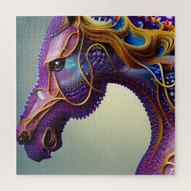 Puzzle Fierce Fractural Gems Horse Head Intense Abstract (Vertical)
