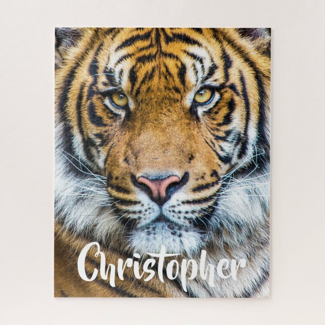 Puzzle Fierce Tiger Face Personalized Name (Vertical)