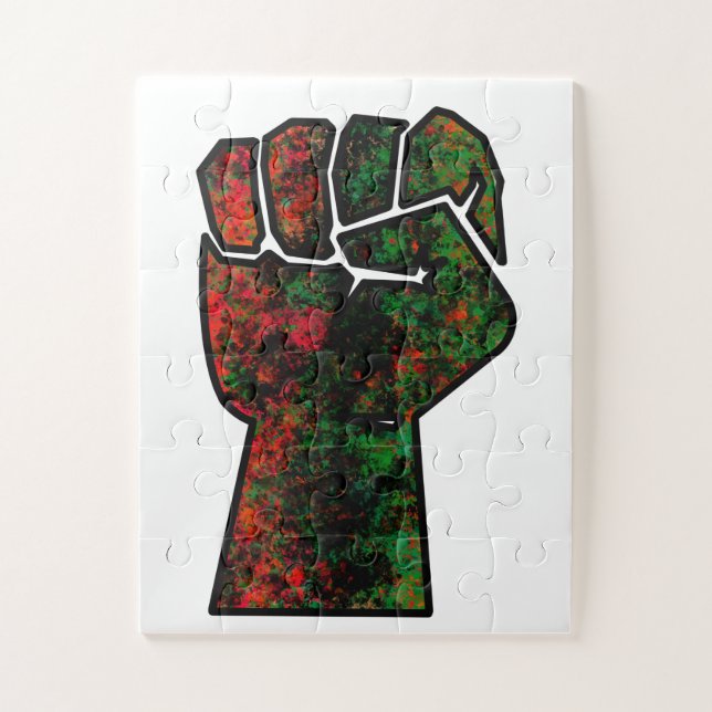 Puzzle fierté noire drapeau rouge vert poing panafricain  (Vertical)