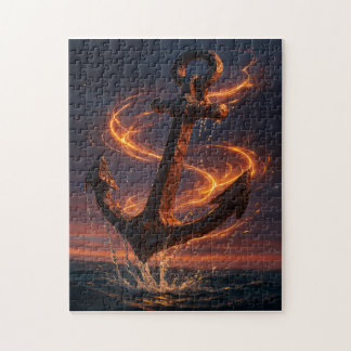 Puzzle Fiery Rustic Anchor – Nautical Fantasy Wall Art