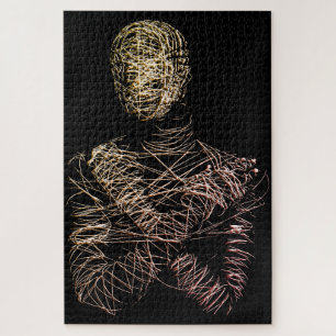 Puzzle Figure humaine en fil de fer en mouvement abstrait