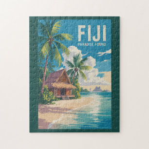Puzzle Fiji Beach Hut Travel Art Vintage