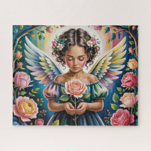 Puzzle Fille Ange Avec Fleurs