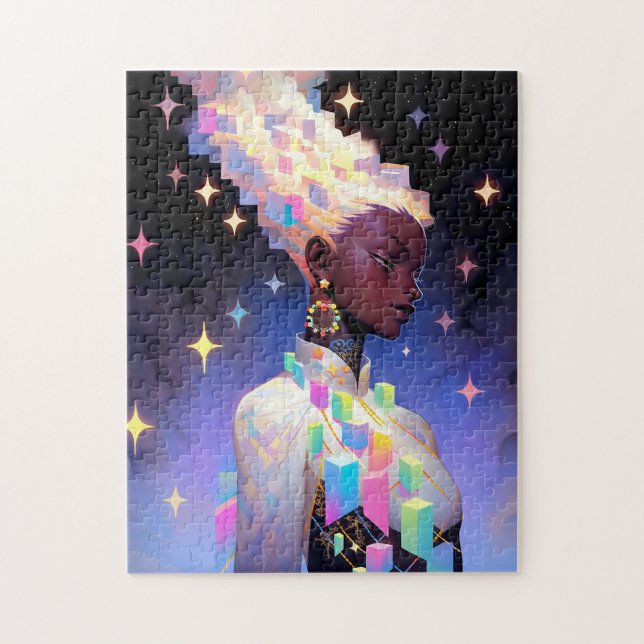 Puzzle Fille Anime géométrique moderne (Vertical)