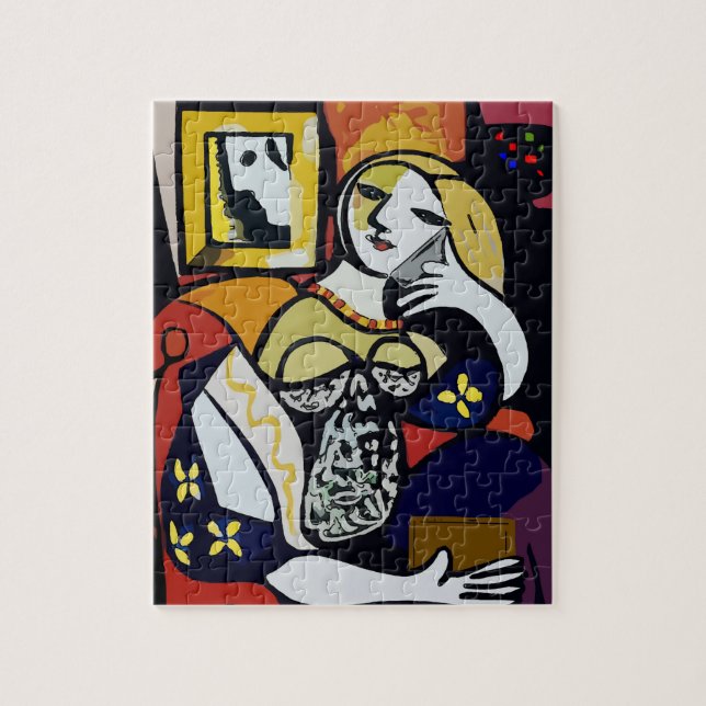 Puzzle Fille au téléphone avec fleurs (Vertical)