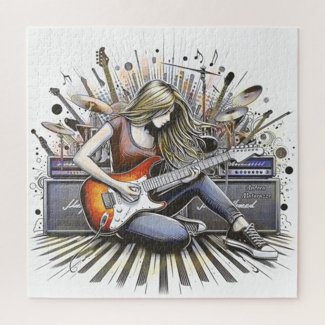 Puzzle Fille avec des vibes musicales (Vertical)