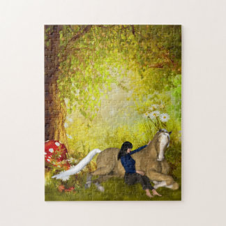 Puzzle Fille Avec Fleurs De Cheval Imaginaire Art Jigsaw 