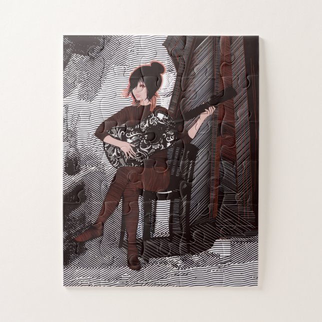 Puzzle Fille avec guitare  (Vertical)