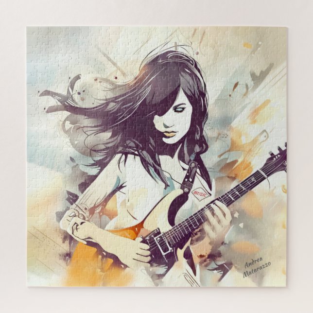 Puzzle Fille avec musique rock vibes (Vertical)