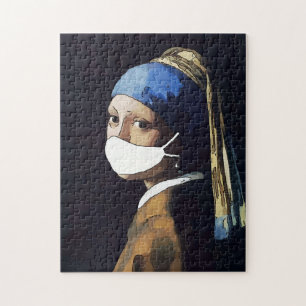 Puzzle Fille avec perle Earing, et Masque