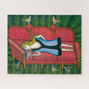 Puzzle Fille avec pigeons Morris Hirshfield