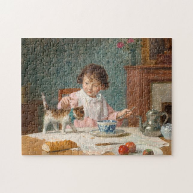 Puzzle Fille avec un chat | Victor Gabriel Gilbert (Horizontal)