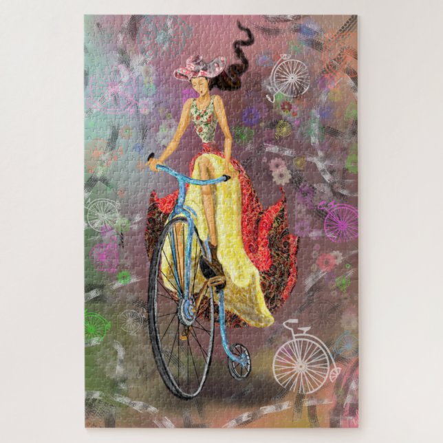 Puzzle Fille avec un Imaginaire à vélo Fairytale Dessin V (Vertical)