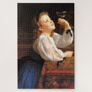 Puzzle Fille avec un oiseau (par William-Adolphe Bouguere