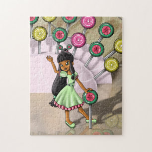 Puzzle Fille Biracial et Lollipops