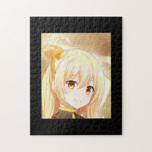 Puzzle Fille blonde souriante aux yeux ambrés manga anime