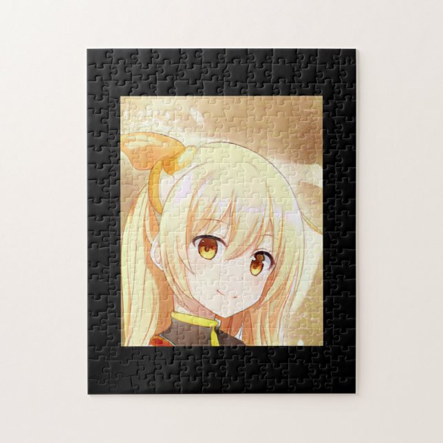 Puzzle Fille blonde souriante aux yeux ambrés manga anime (Vertical)