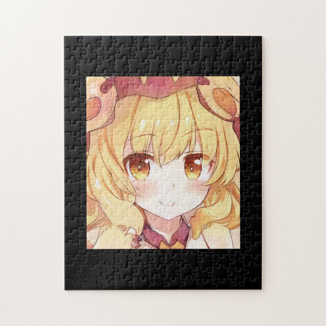 Puzzle Fille blonde souriante aux yeux ambrés manga anime (Vertical)