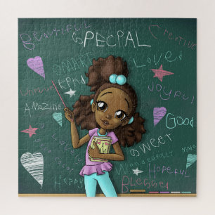 Puzzle Fille Brown et mots positifs