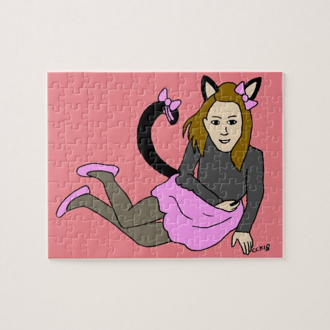 Puzzle fille chat  (Horizontal)