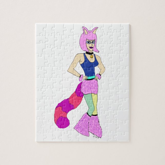 Puzzle fille chat  (Vertical)