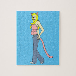 Puzzle fille chat  