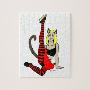 Puzzle fille chat 