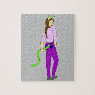 Puzzle fille chat  