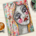 Puzzle Fille colorée Mime Clown Whimsical Art Abstrait<br><div class="desc">Ce design fantaisiste est créé à partir de ma fille clown mime originale avec un coeur et un message d'amour et de positivité sur ses lèvres et un arrière - plan médiatique mixte coloré avec un papillon qui fait ses cheveux.</div>