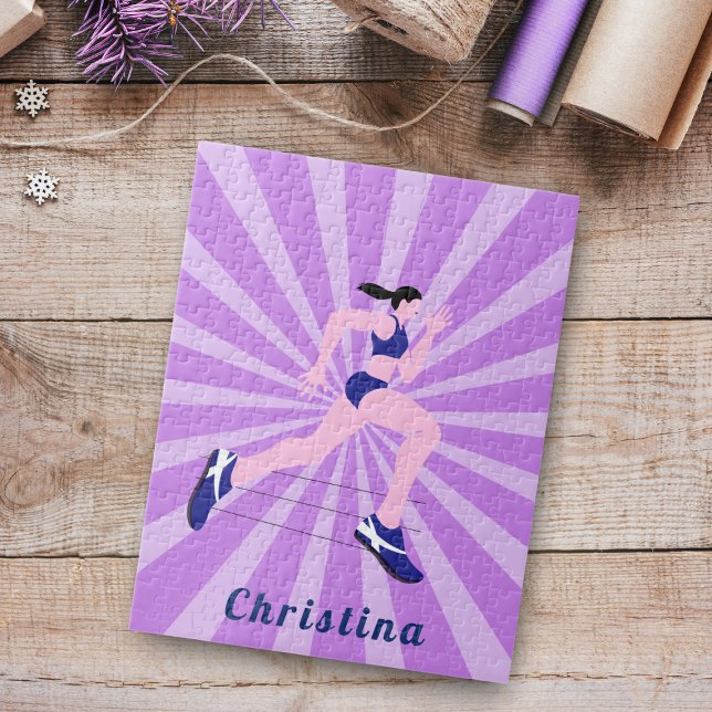 Puzzle Fille Coureur Marathon Jogger Rose Nom mignon (Créateur téléchargé)