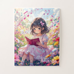 Puzzle Fille d'anime mignonne personnalisée lisant un liv