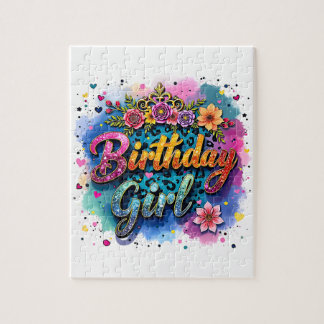Puzzle Fille d'anniversaire léopard floral